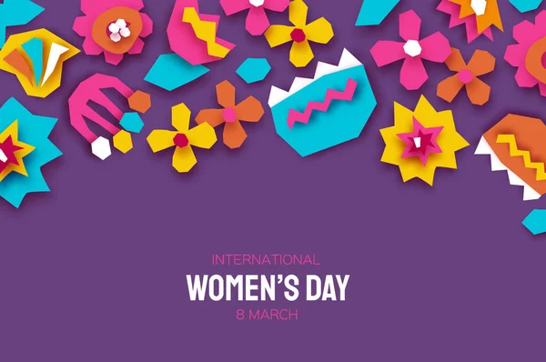 Happy International Womens Day. Abstract Hand drawn paper cut floral shapes. Trendy Flower contemporary art. 8 March. Spring. Happy Mothers Day. Paper art work. Very peri color. — Stock Vector