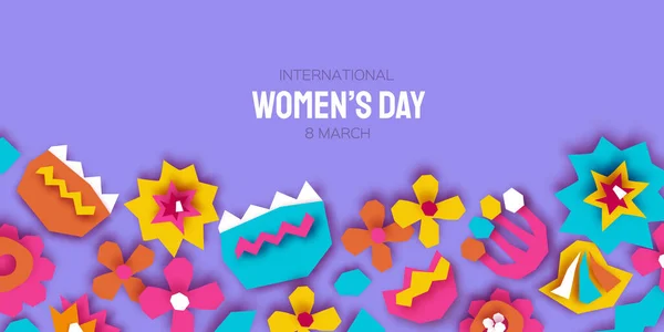 Happy International Womens Day. Abstract Hand drawn paper cut floral shapes. Trendy Flower contemporary art. 8 March. Spring. Happy Mothers Day. Paper art work. Very peri color. — Stock Vector