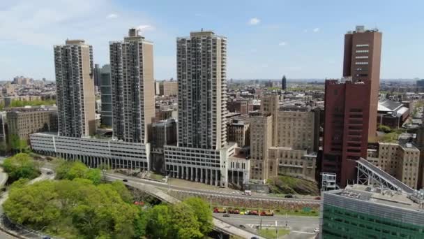 Aerial Hospital West Side Harlem Nyc — Wideo stockowe