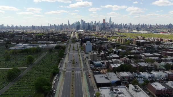 Luchtfoto Van Queens Boulevard Nyc Tijdens Coronavirus 2020 — Stockvideo
