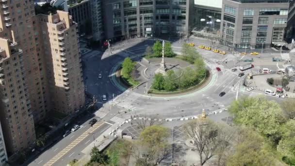 Aerial Columbus Circle New York City Selama Coronavirus — Stok Video