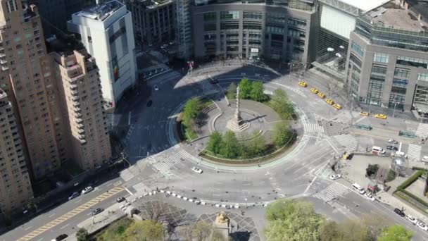 Aerial Columbus Circle New York City Coronavirus — Stock Video