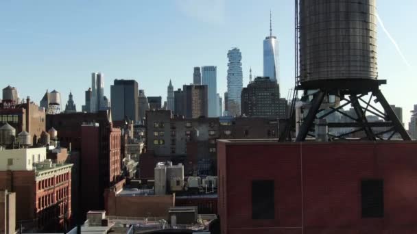 Nyc Downtown Luchtfoto Zicht — Stockvideo