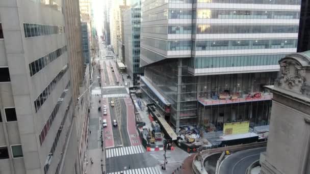 Park Avenue Midtown Aerial Pandemic Lockdown — Stockvideo