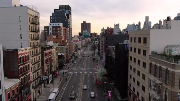 Nyc Lockdown Pandemic Aerial 2021 Dagtid Ingen Trafik — Stockvideo