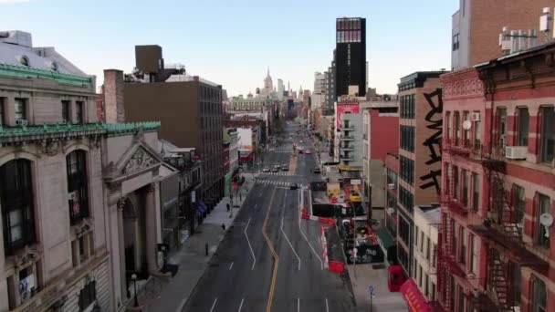 Nyc Lockdown Pandemic Aerial 2021 Giorno Tempo Nessun Traffico — Video Stock