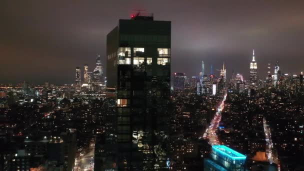 Vue Aérienne Quartier Emballage Des Viandes New York Nuit — Video