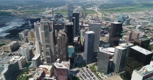 Aérea Skyline Centro Dallas Texas — Vídeo de stock