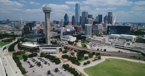 Aerial Skyline Downtown Dallas Texas — стоковое видео