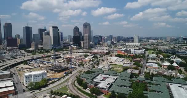 Aerial Skyline Στο Κέντρο Του Ντάλας Τέξας — Αρχείο Βίντεο