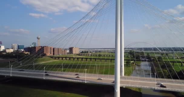 Luchtfoto Van Margaret Hunt Hill Bridge Dallas Texas — Stockvideo