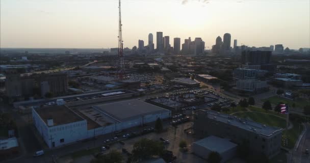 Aerial Skyline Downtown Dallas Texas — Stock Video