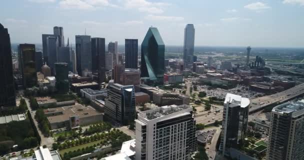 Aérea Skyline Centro Dallas Texas — Vídeos de Stock