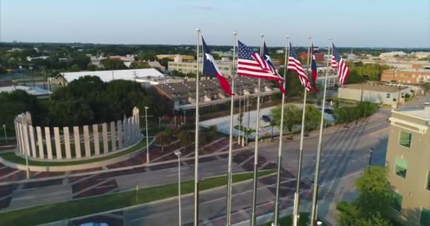 Aerial Roundabout Highway Dallas Texas — стоковое видео