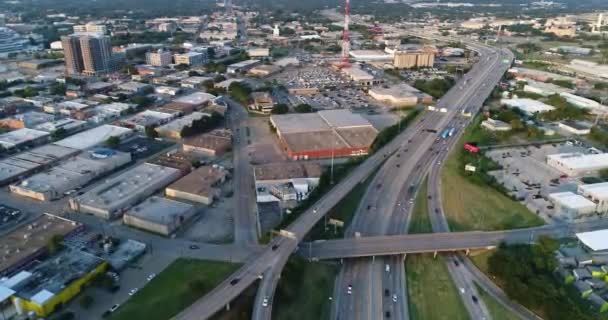 Aerial Busy Highway Downtown Dallas Texas — Stockvideo