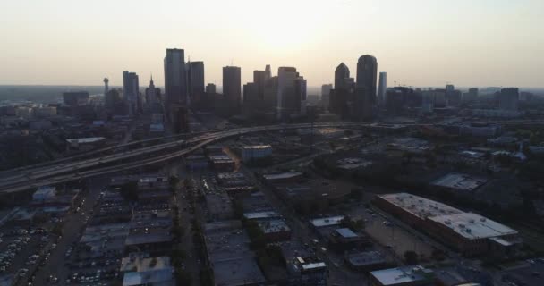 Aérea Skyline Centro Dallas Texas — Vídeos de Stock