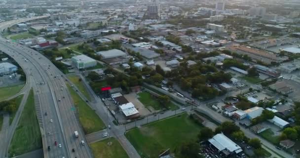 Aerial Busy Highway Στο Κέντρο Του Ντάλας Τέξας — Αρχείο Βίντεο