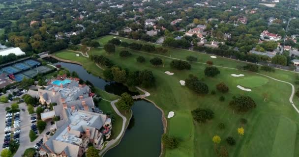 Aerial Golf Course Highland Park Dallas Texas — стокове відео
