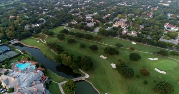 Aerial Golf Course Highland Park Dallas Texas — 图库视频影像