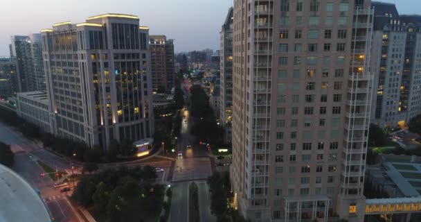 Aerial Downtown Dallas Texas Night — стоковое видео