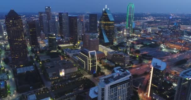 Letecká Společnost Downtown Dallas Texas Noci — Stock video