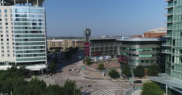 Aerial American Airlines Center Downtown Dallas Texas — Stock Video