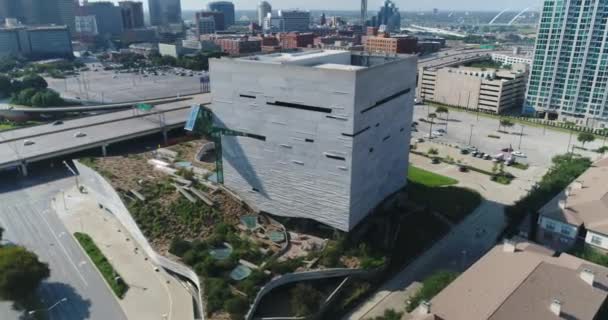 Aerial Perot Museum Downtown Dallas Texas — Video Stock