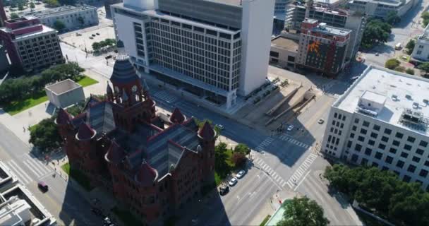 Aérea Del Viejo Museo Rojo Del Condado Dallas Texas — Vídeo de stock