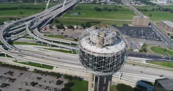 Aerial Reunion Tower Downtown Dallas Texas — Stockvideo