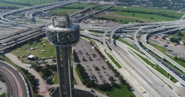 Aerial Reunion Tower Highways Dallas Texas — Video Stock