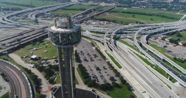 Luchtfoto Van Reunion Tower Highways Dallas Texas — Stockvideo