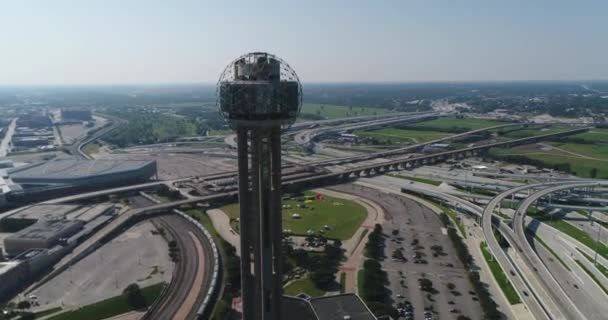 Aerial Reunion Tower Highways Dallas Texas — Stock Video