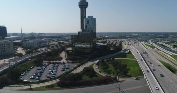 Aerial Reunion Tower Highways Dallas Texas — Wideo stockowe