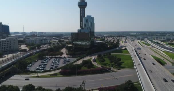 Aerial Reunion Tower Highways Dallas Teksas — Wideo stockowe