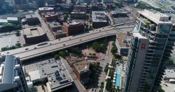 Luchtfoto Van Downtown Highways Dallas Texas — Stockvideo