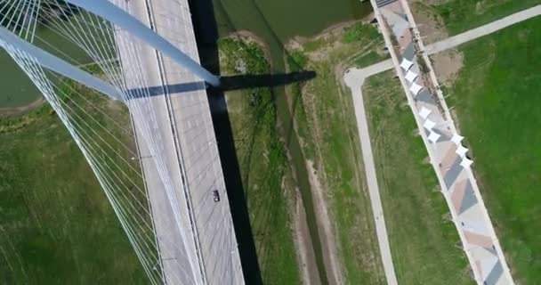Aerial Margaret Hunt Hill Bridge Dallas Τέξας — Αρχείο Βίντεο