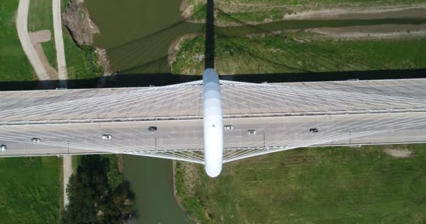 Aerial Margaret Hunt Hill Bridge Dallas Texas — Wideo stockowe