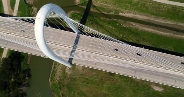 Aerial Margaret Hunt Hill Bridge Dallas Texas — Stock Video