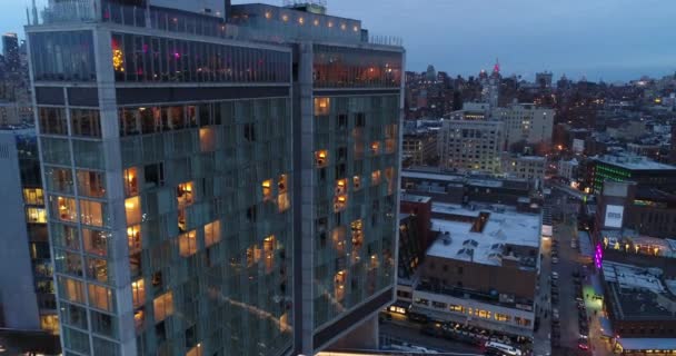 Aerial Standard Hotel Meatpacking District Chelsea New York City — Stock Video