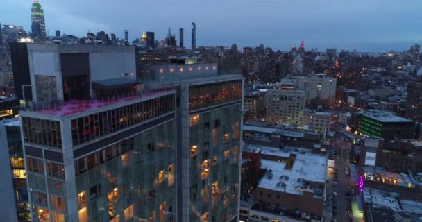 Aerial Standard Hotel Meatpacking District Chelsea New York City — Stockvideo