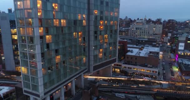 Aerial Standard Hotel Meatpacking District Chelsea New York City — Stockvideo