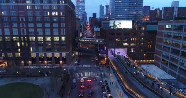 Aerial High Line Dzielnicy Meatpacking Chelsea Nowy Jork — Wideo stockowe