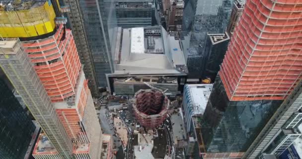 ニューヨーク市ミッドタウン ウエストのニューハドソン ヤード建設の空中 — ストック動画