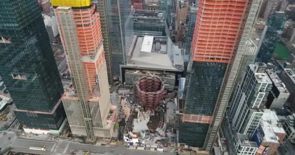 Aérea New Hudson Yards Construction Midtown West Nueva York — Vídeo de stock