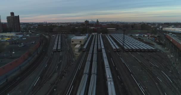 Coney Island Yard Luchtfoto Spoor Werven 2017 — Stockvideo