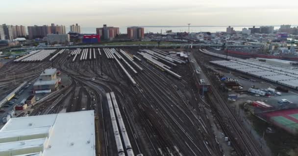 Coney Island Yard Luchtfoto Spoor Werven 2017 — Stockvideo