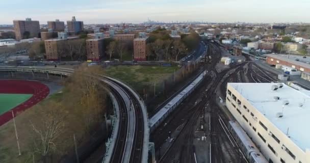 Coney Island Yard Luchtfoto Spoor Werven 2017 — Stockvideo