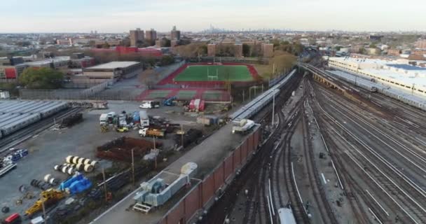 Coney Island Yard Aerial Rail Yards 2017 — 图库视频影像