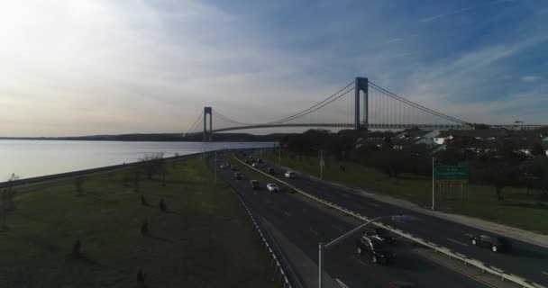 Verrazano Köprüsü Havalimanı Güneydoğu Brooklyn New York — Stok video