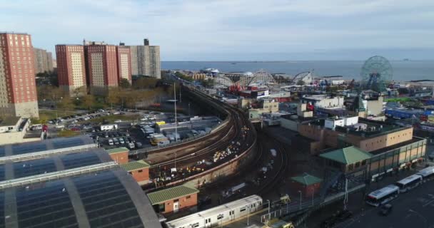 Coney Island Beach Aerial — Vídeo de Stock